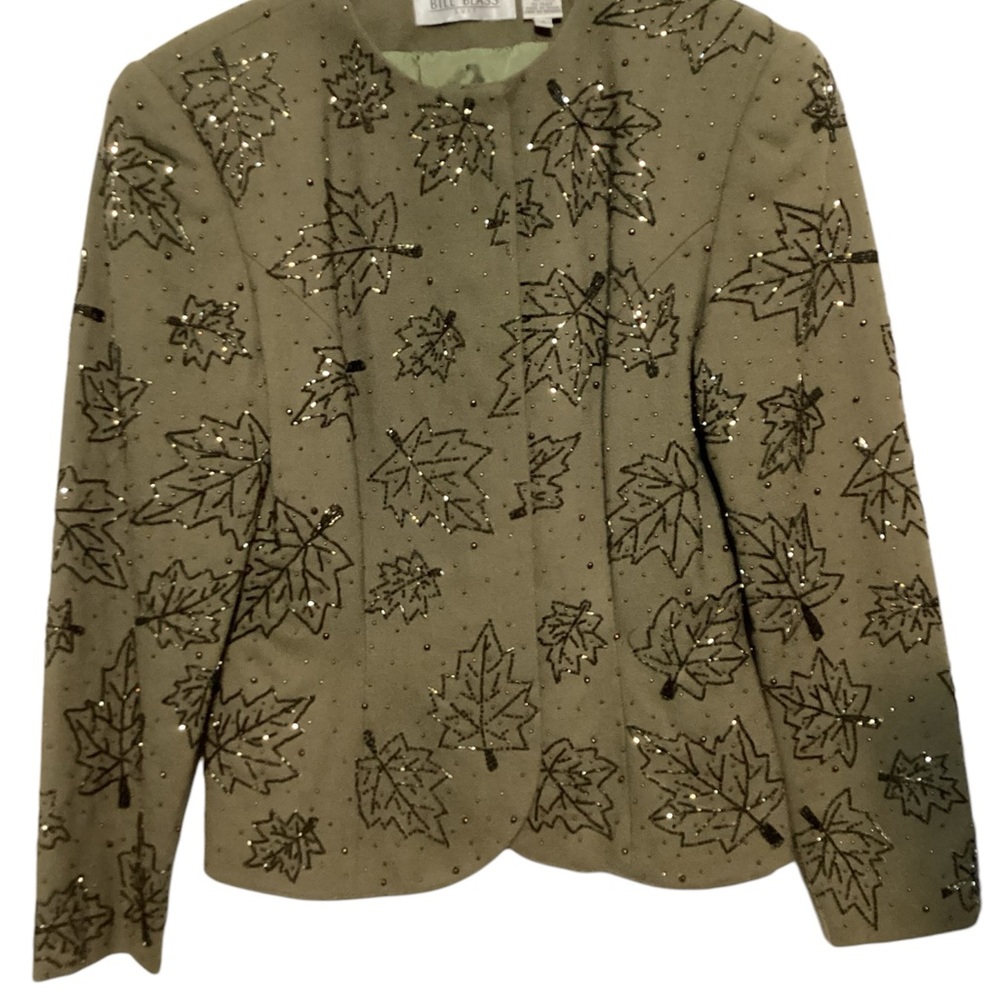 BILL BLASS beaded Embellished Leaf Pattern Jacket